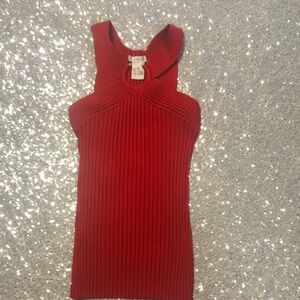 Red Sleeveless Ribbed Top